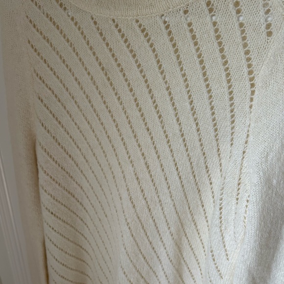 Lou & Grey Cream Off White Turtleneck Sweater Open Knit Medium M - Picture 7 of 12